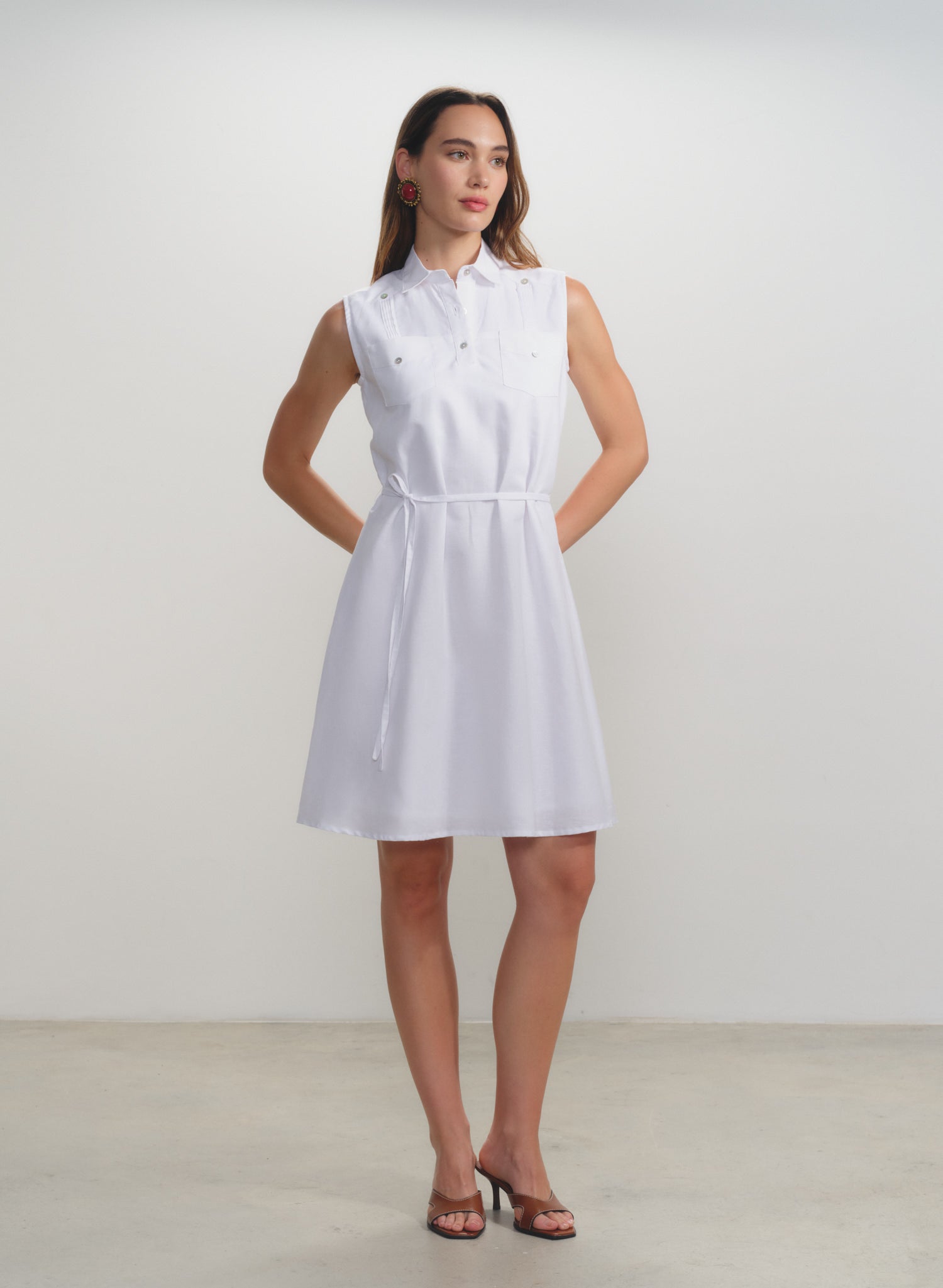 Vestido corto 100% lino Dunya