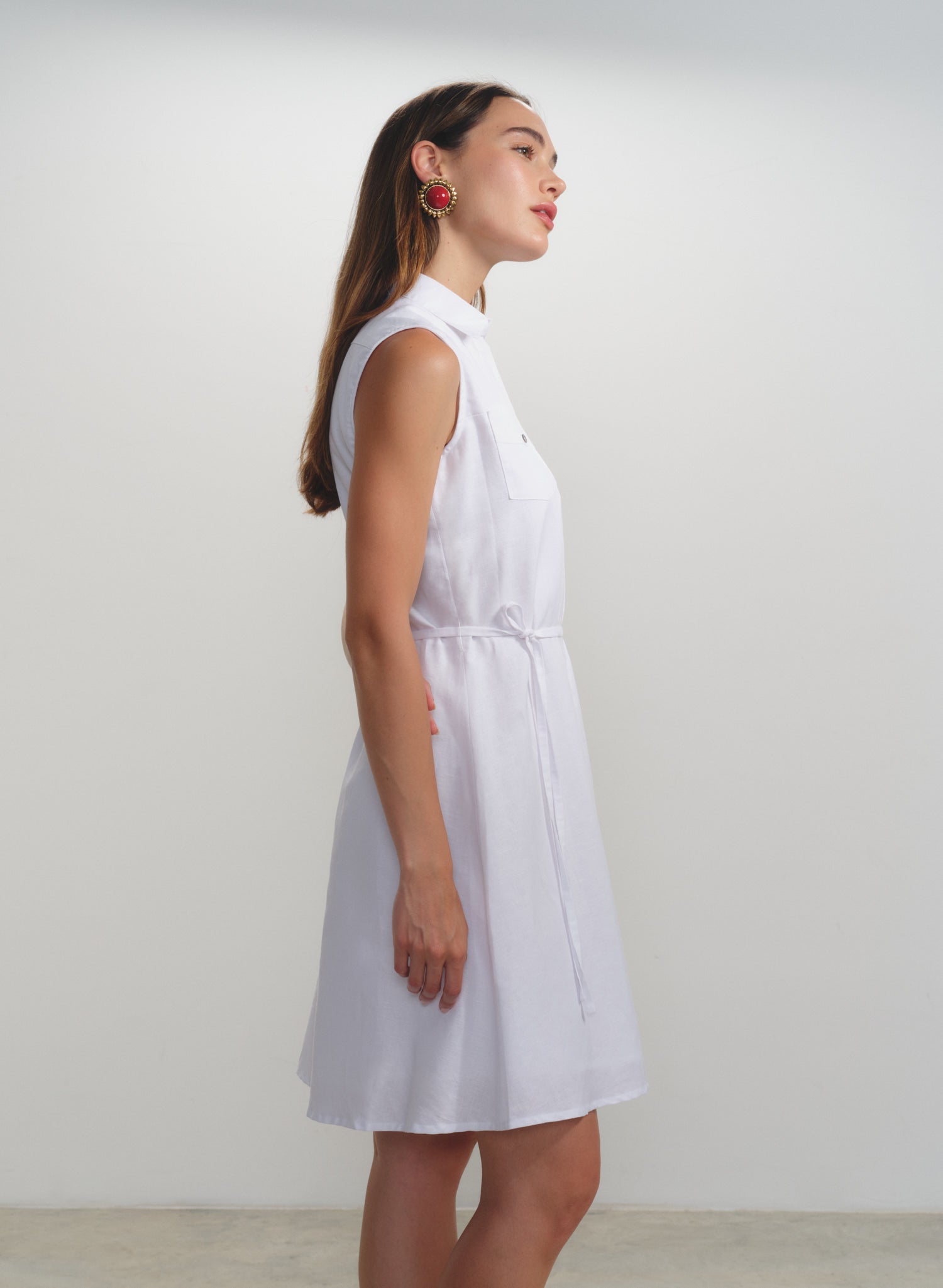 Vestido corto 100% lino Dunya