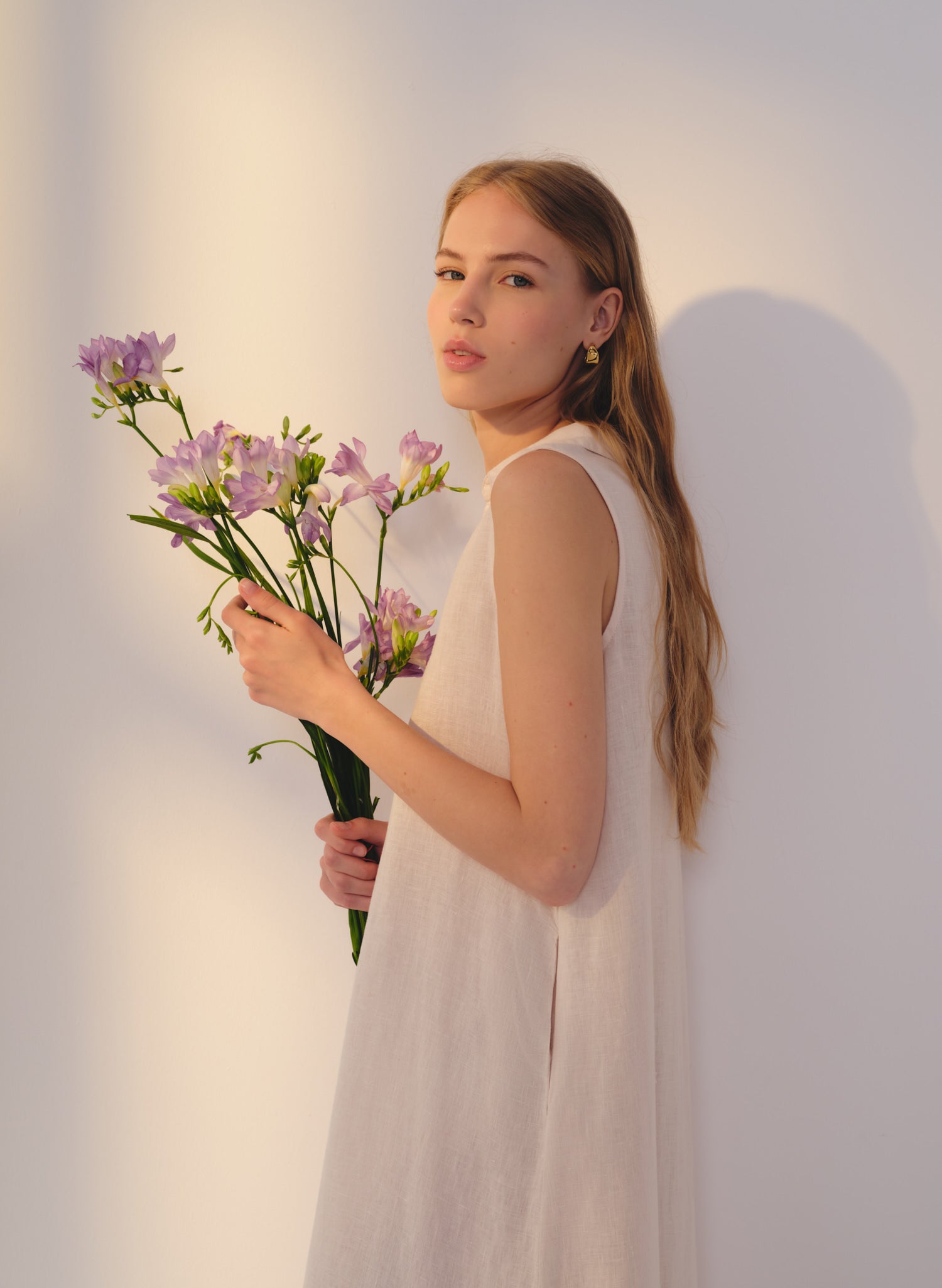 Vestido con cuello camisero 100% Lino Filfla