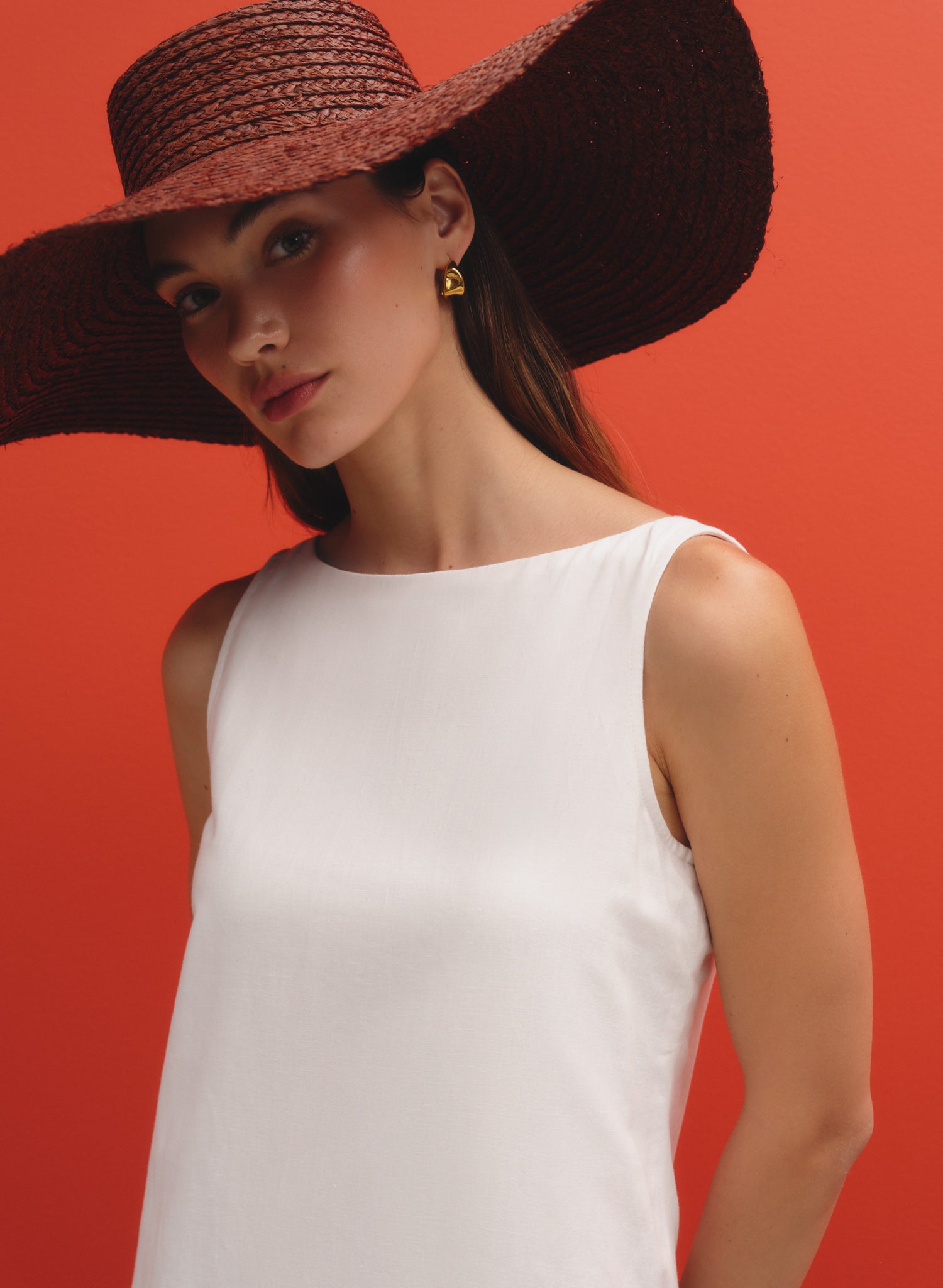 Vestido largo con detalle de transparencia Lino Algodón Kilari