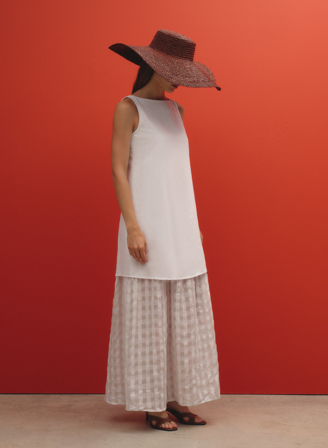 Vestido largo con detalle de transparencia Lino Algodón Kilari