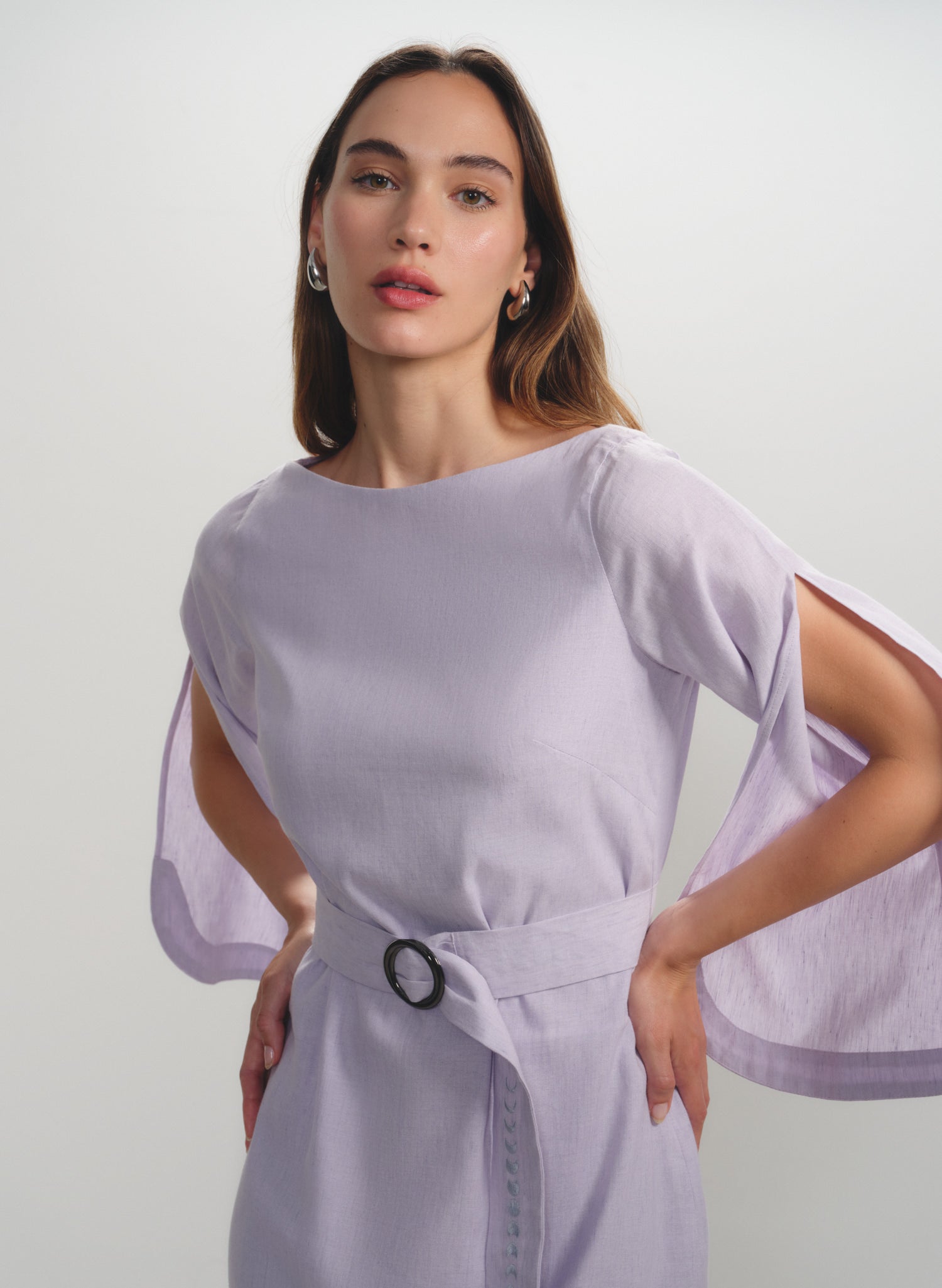 Vestido con abertura en mangas Lino Algodón Mahina