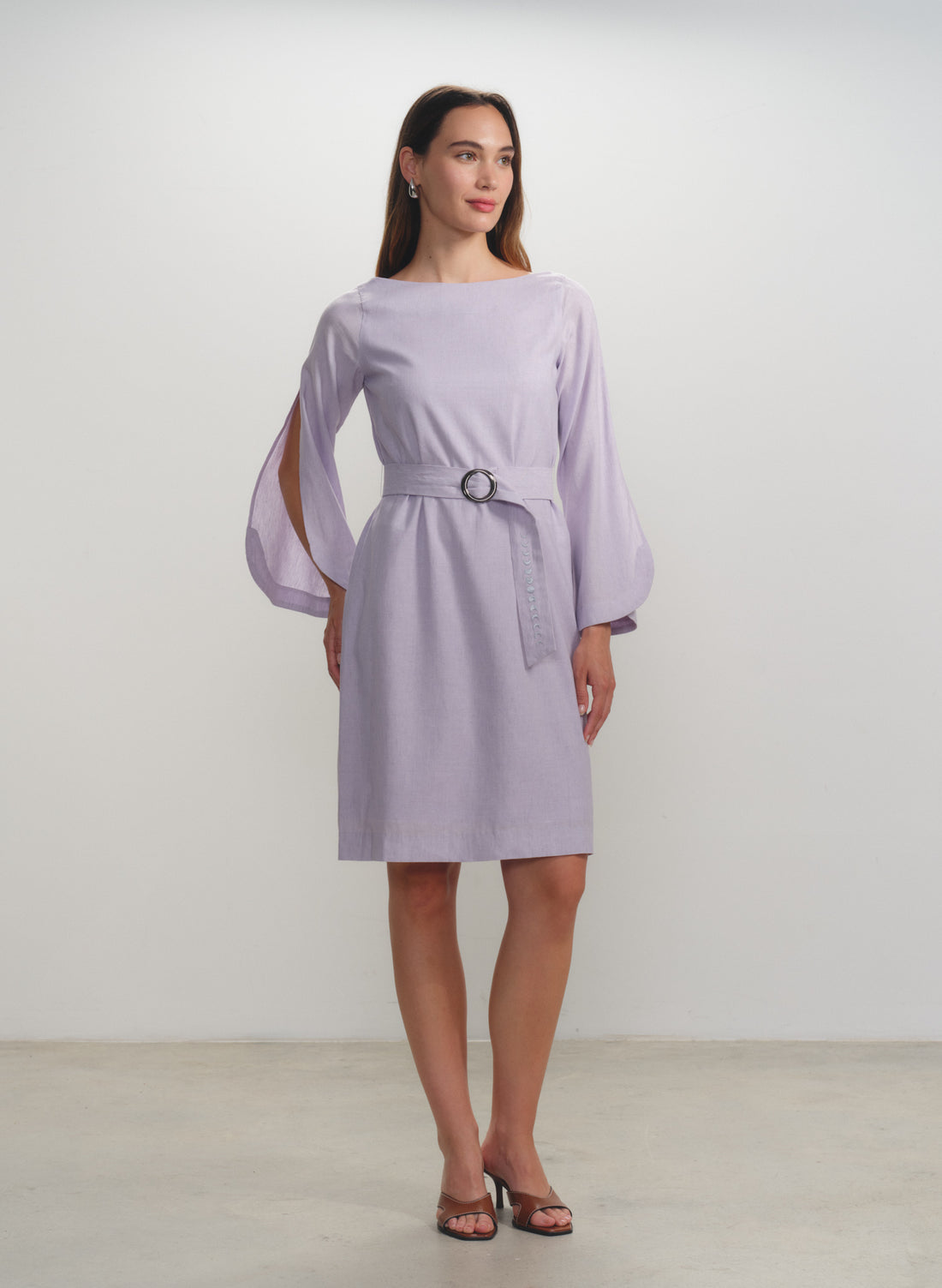 Vestido con abertura en mangas Lino Algodón Mahina