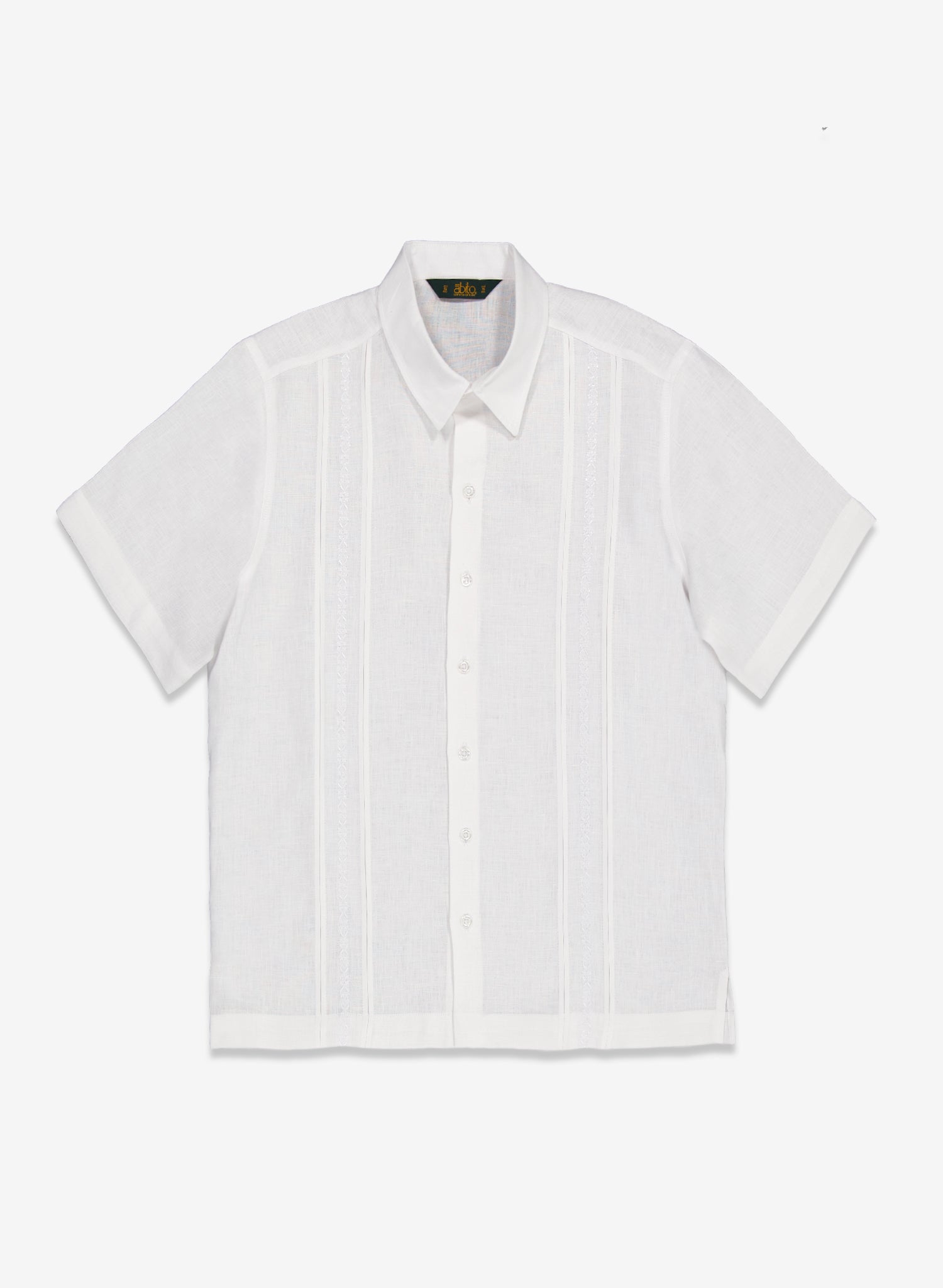 CAMISA GUAYABERA MANGA CORTA PRENDA FRONTAL 