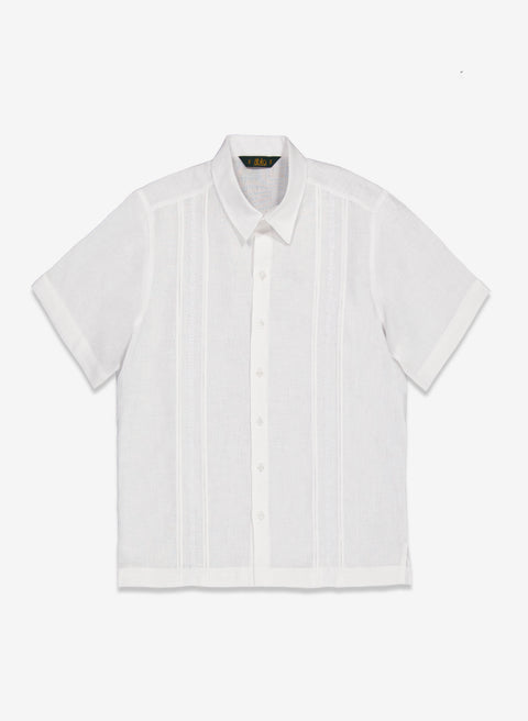 CAMISA GUAYABERA MANGA CORTA PRENDA FRONTAL 