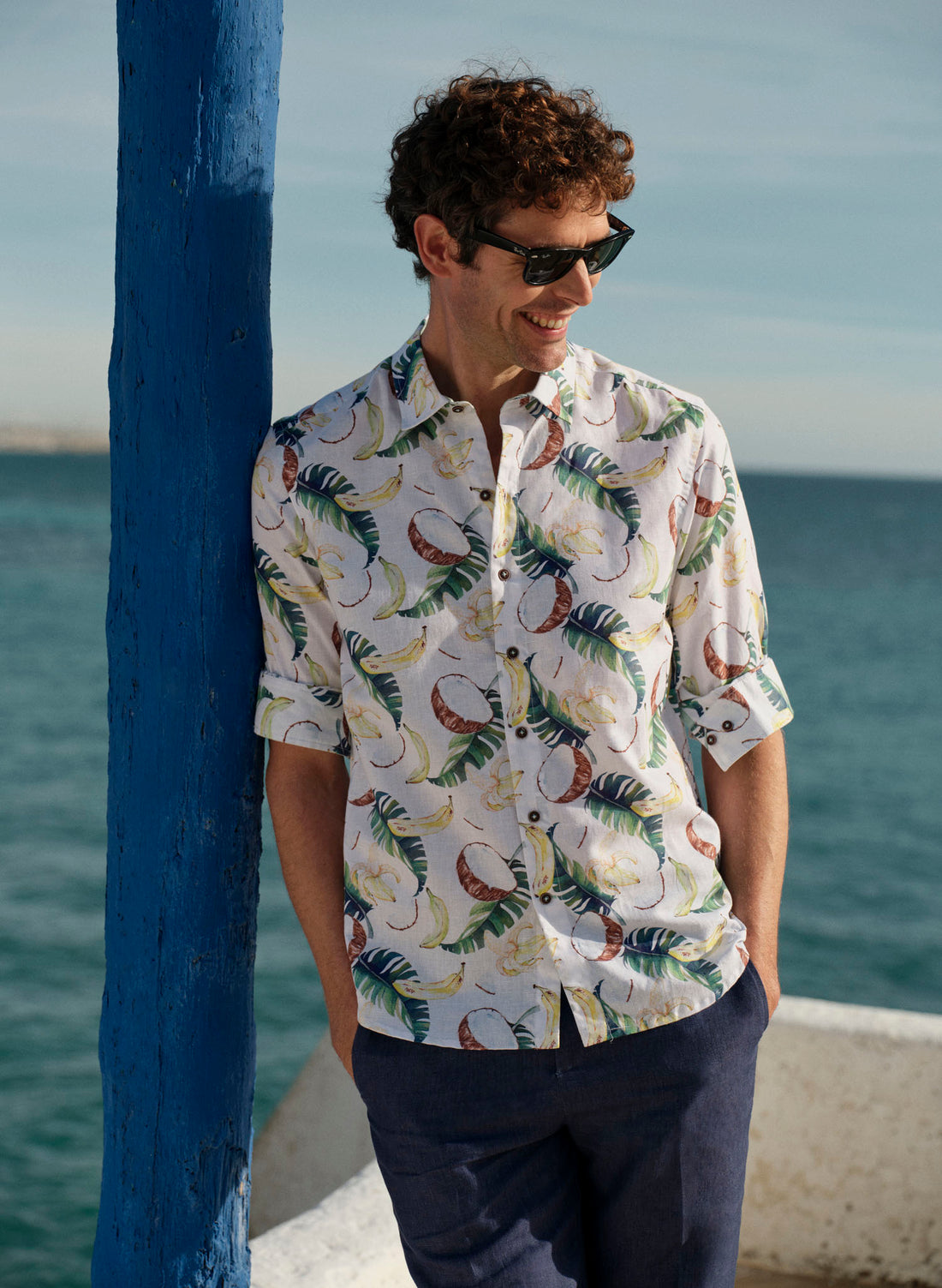 Camisa estampada 100% Lino Buck Coconana