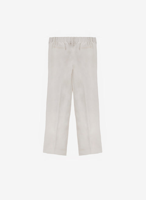 Pantalón con Elástico Blanco 100% Lino para Niño