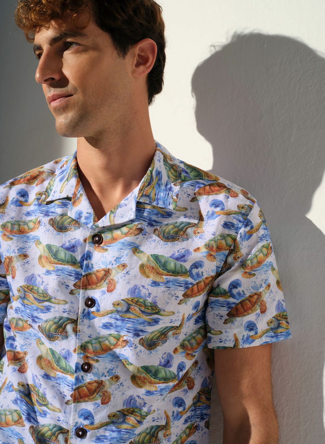 Camisa manga corta Tropical 100% Lino Samy
