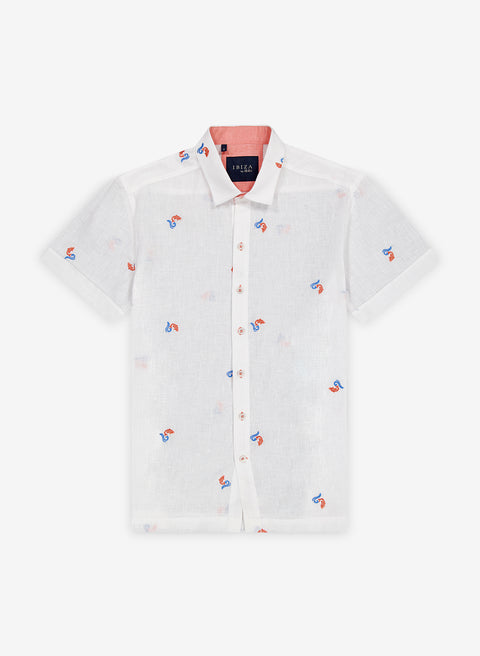 Camisa manga corta 100% Lino Mia Nerka
