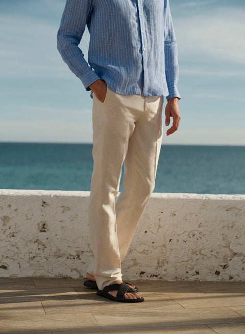 Pantalón Básico 100% Lino Slim Fit Natural