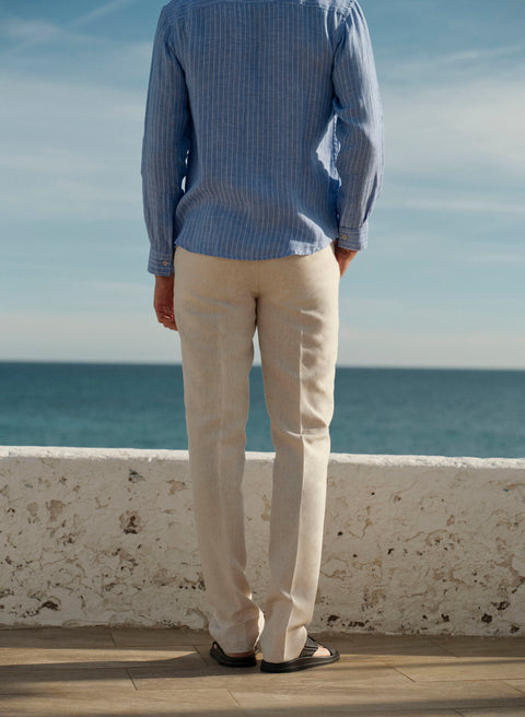 Pantalón Básico 100% Lino Slim Fit Natural