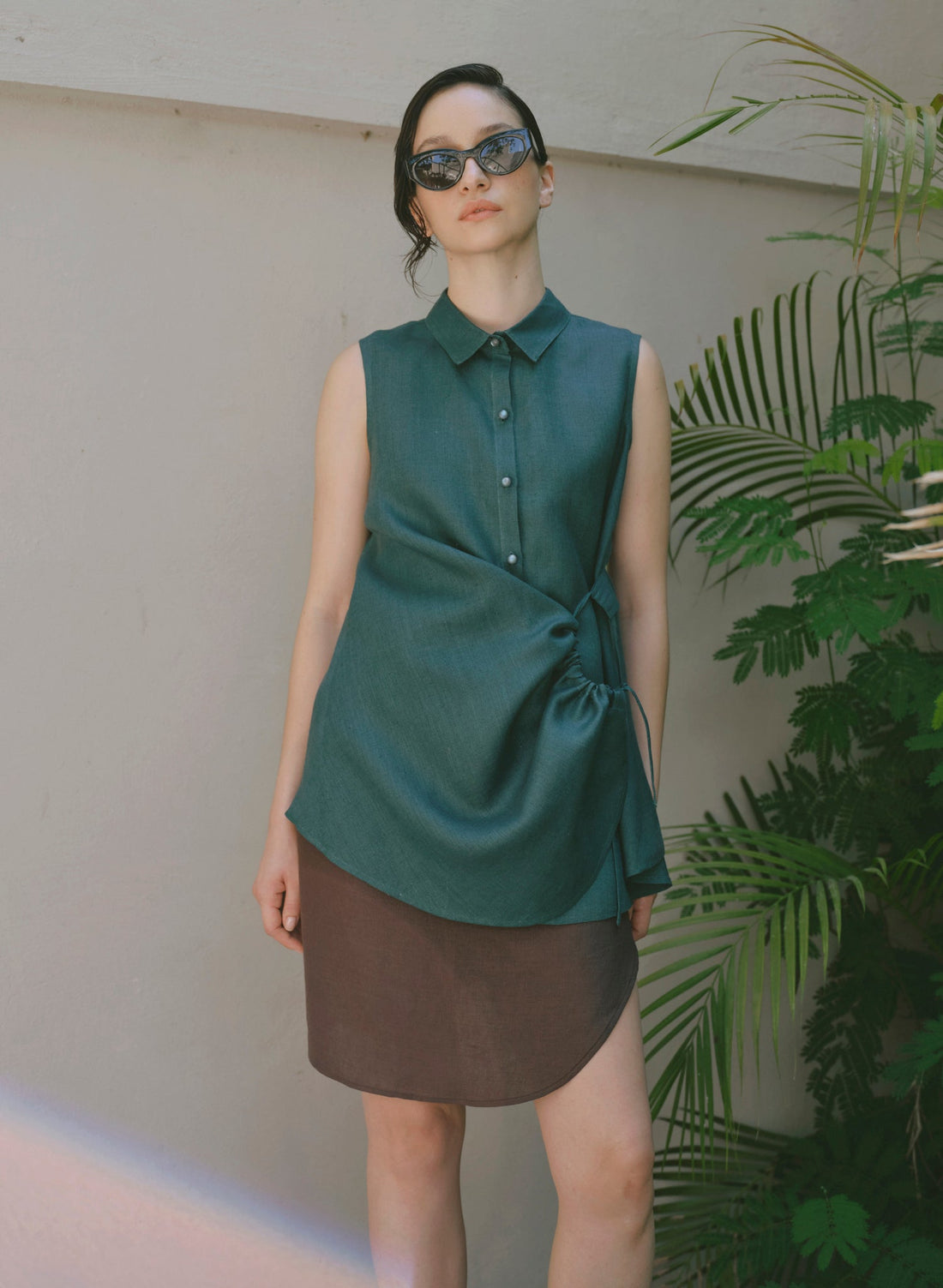 Blusa Asimetrica Lino Algodón Elessir