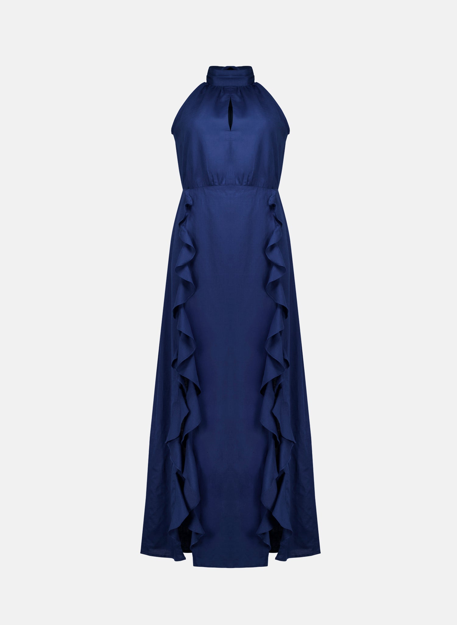 Vestido con escote halter en Lino Algodón Aine