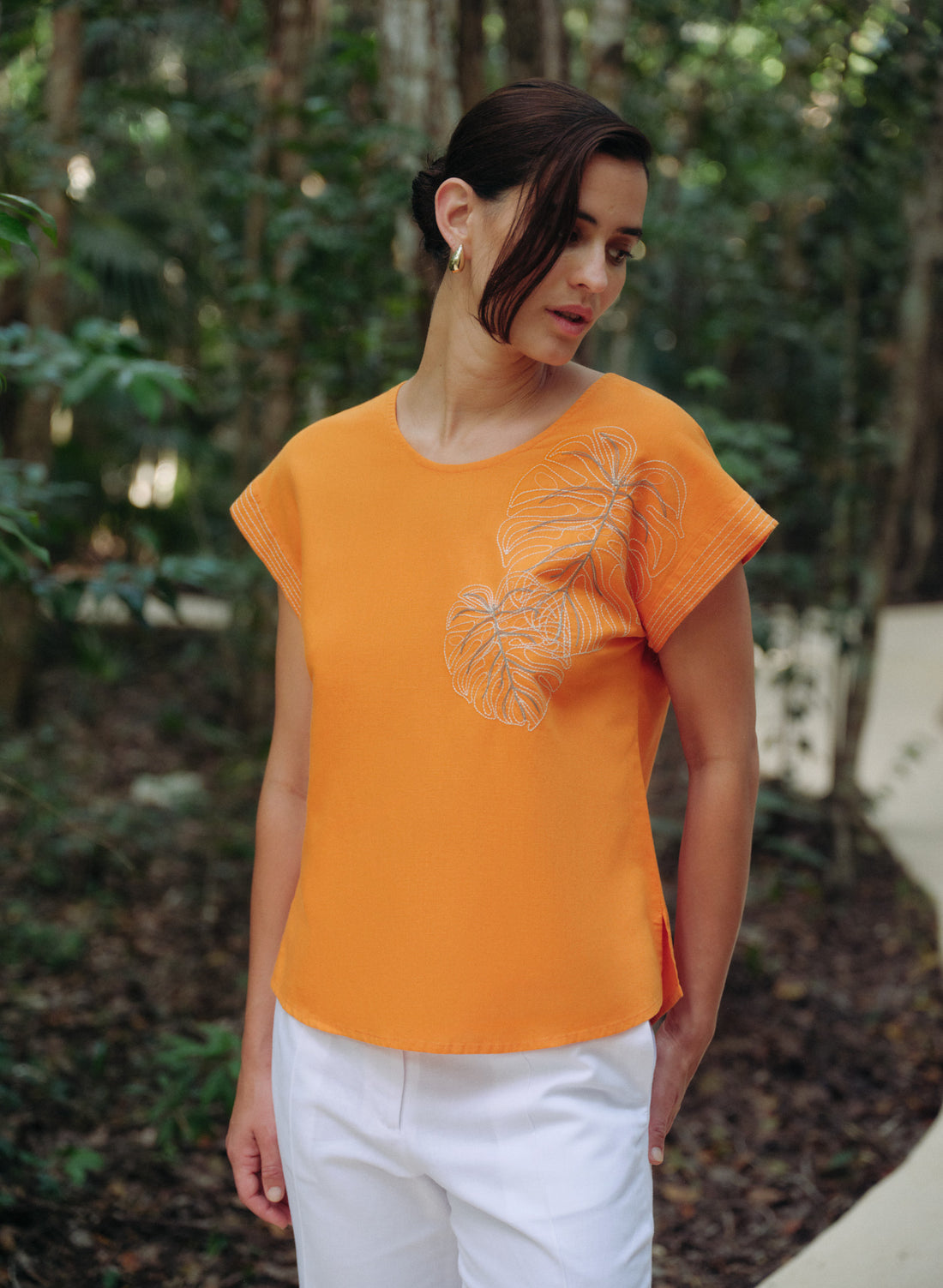 Blusa Manga corta Lino Algodón Aralia