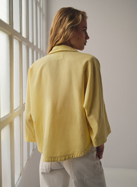Blusa con cuello camisero Lino Algodón Bomla