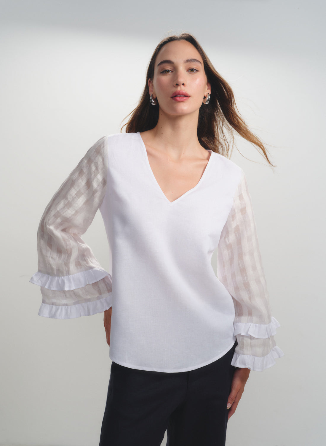 Blusa con mangas amplias Lino Algodón Menodora