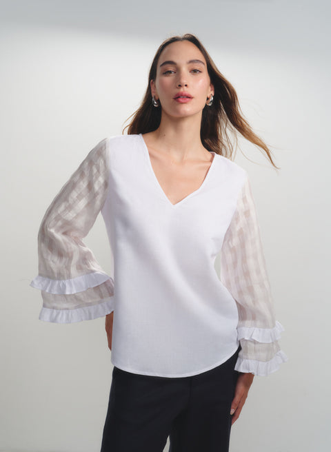 Blusa con mangas amplias Lino Algodón Menodora