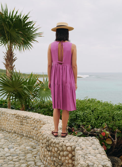 Vestido Largo Lino Algodón Blush morado