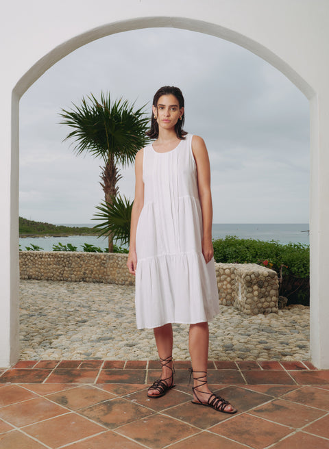 Vestido Largo Lino Algodón Blush