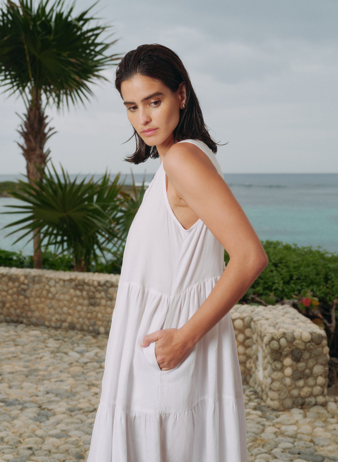 Vestido Largo Lino Algodón Blush