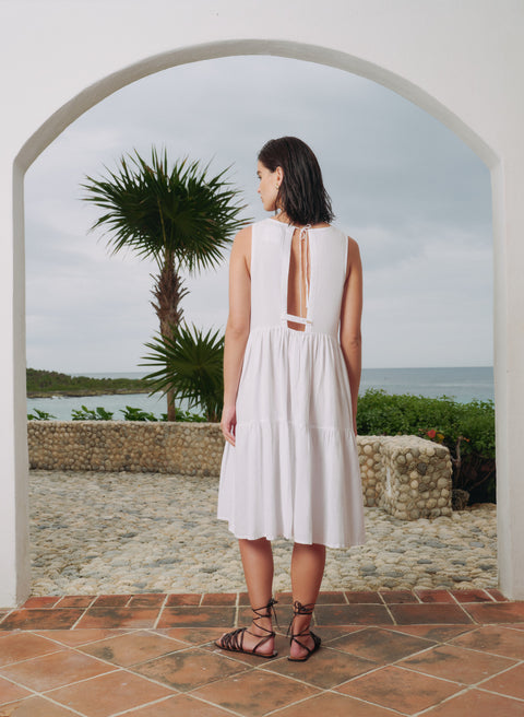 Vestido Largo Lino Algodón Blush