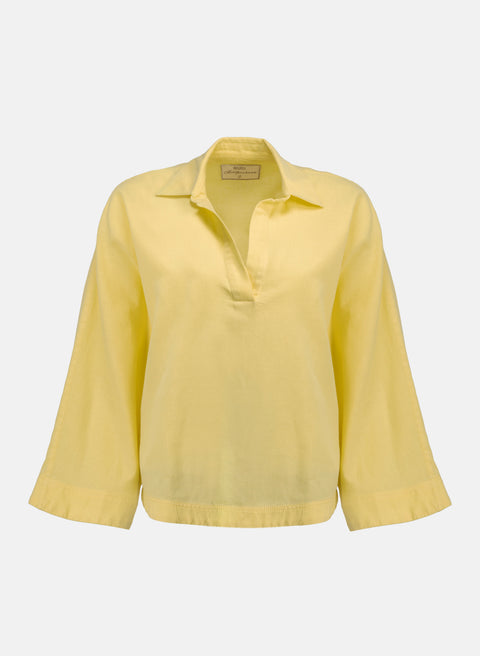 Blusa con cuello camisero Lino Algodón Bomla