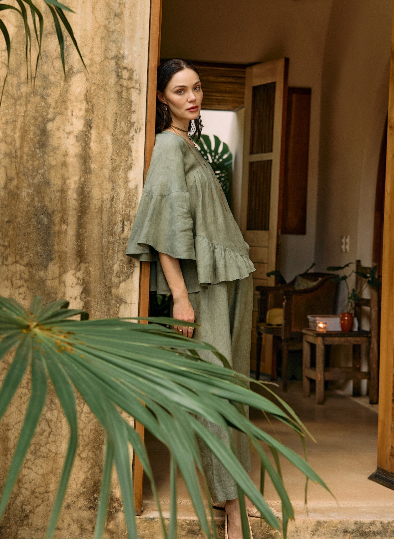 Blusa manga 3/4 100% Lino Assabri