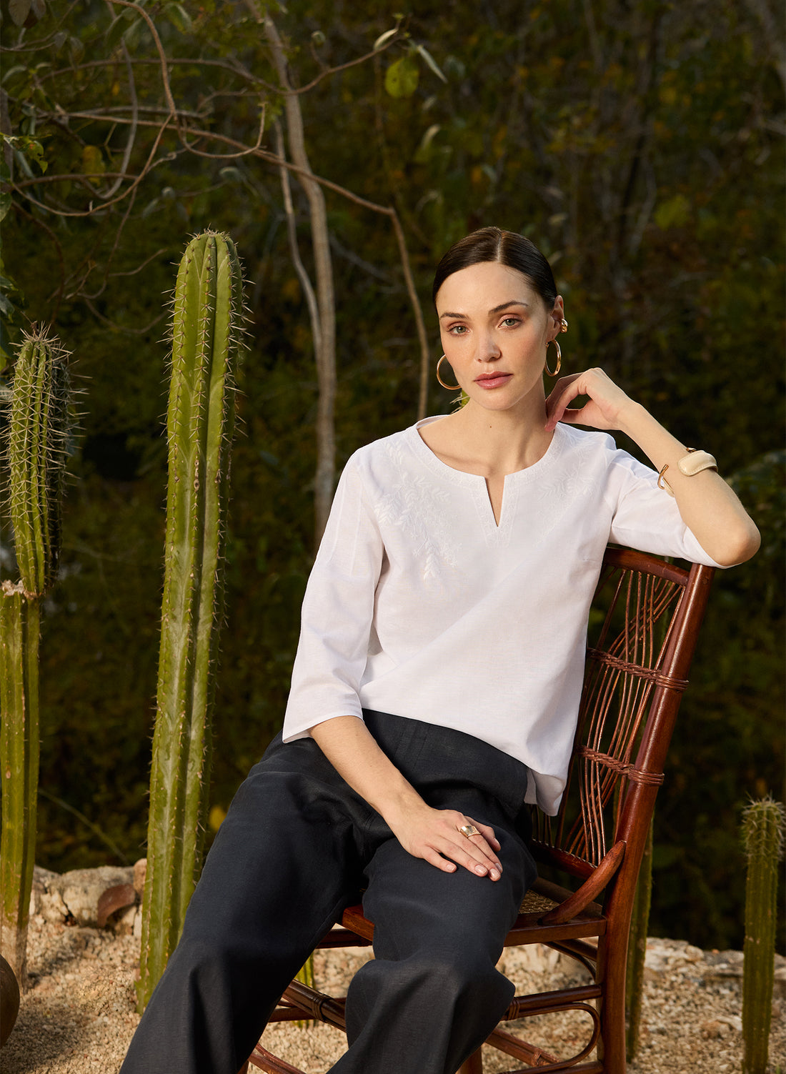 Blusa manga 3/4 100% Lino jiguani