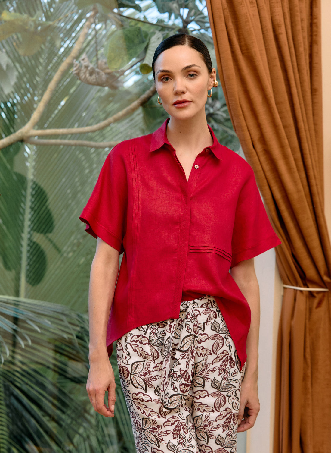 Blusa manga corta 100% Lino Ofelia