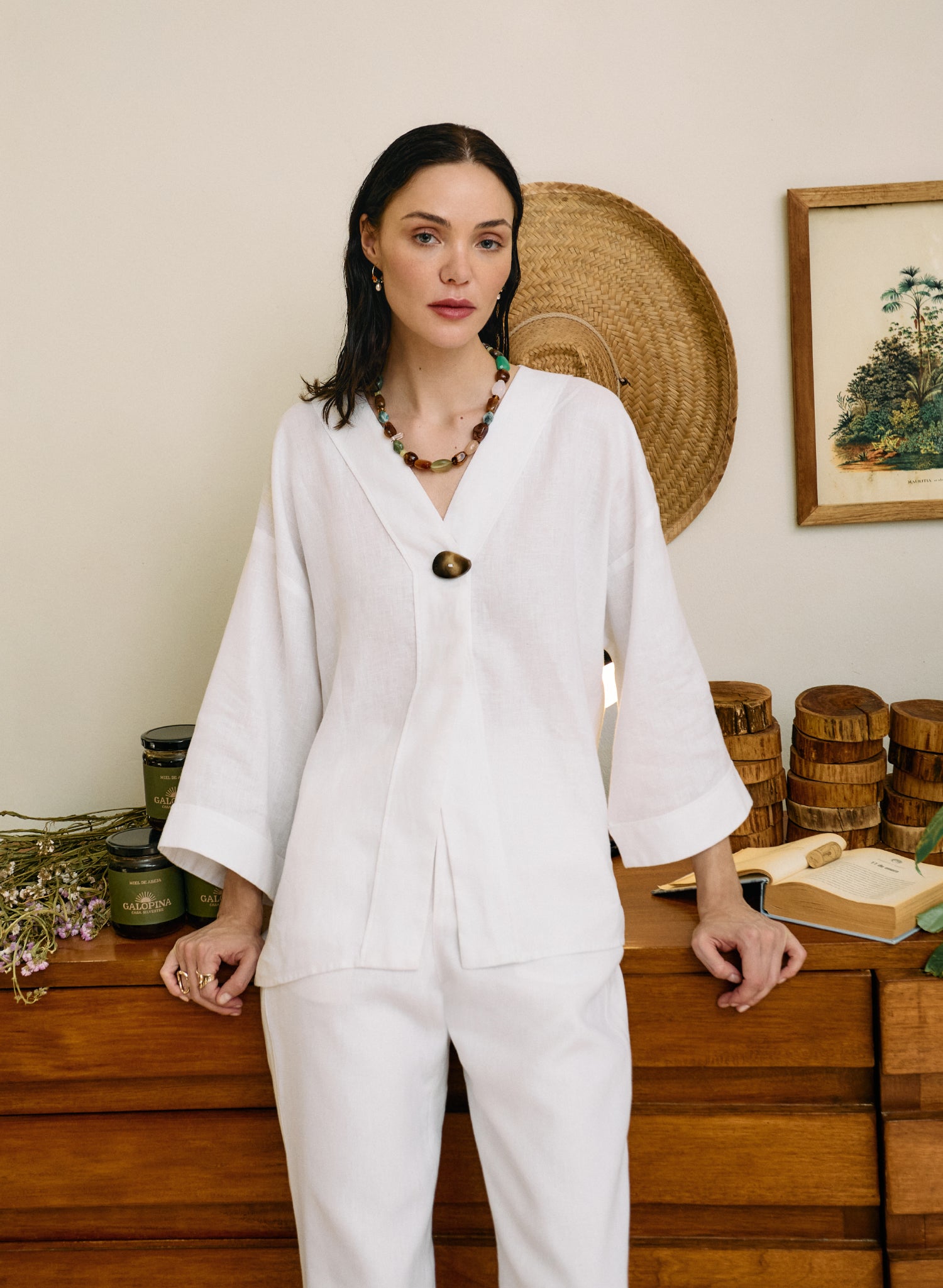 Blusa manga 3/4 100% Lino Schiza