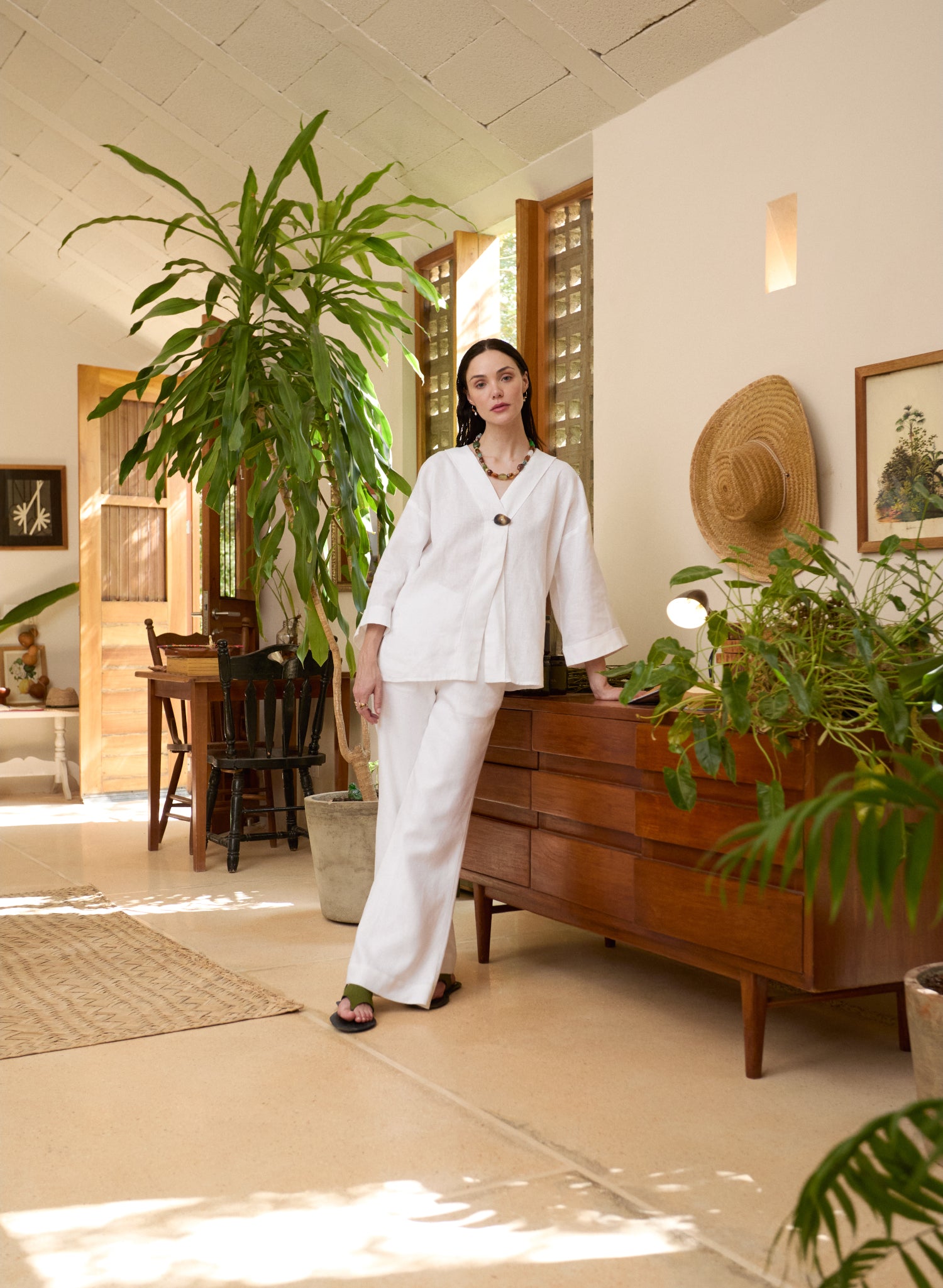 Blusa manga 3/4 100% Lino Schiza