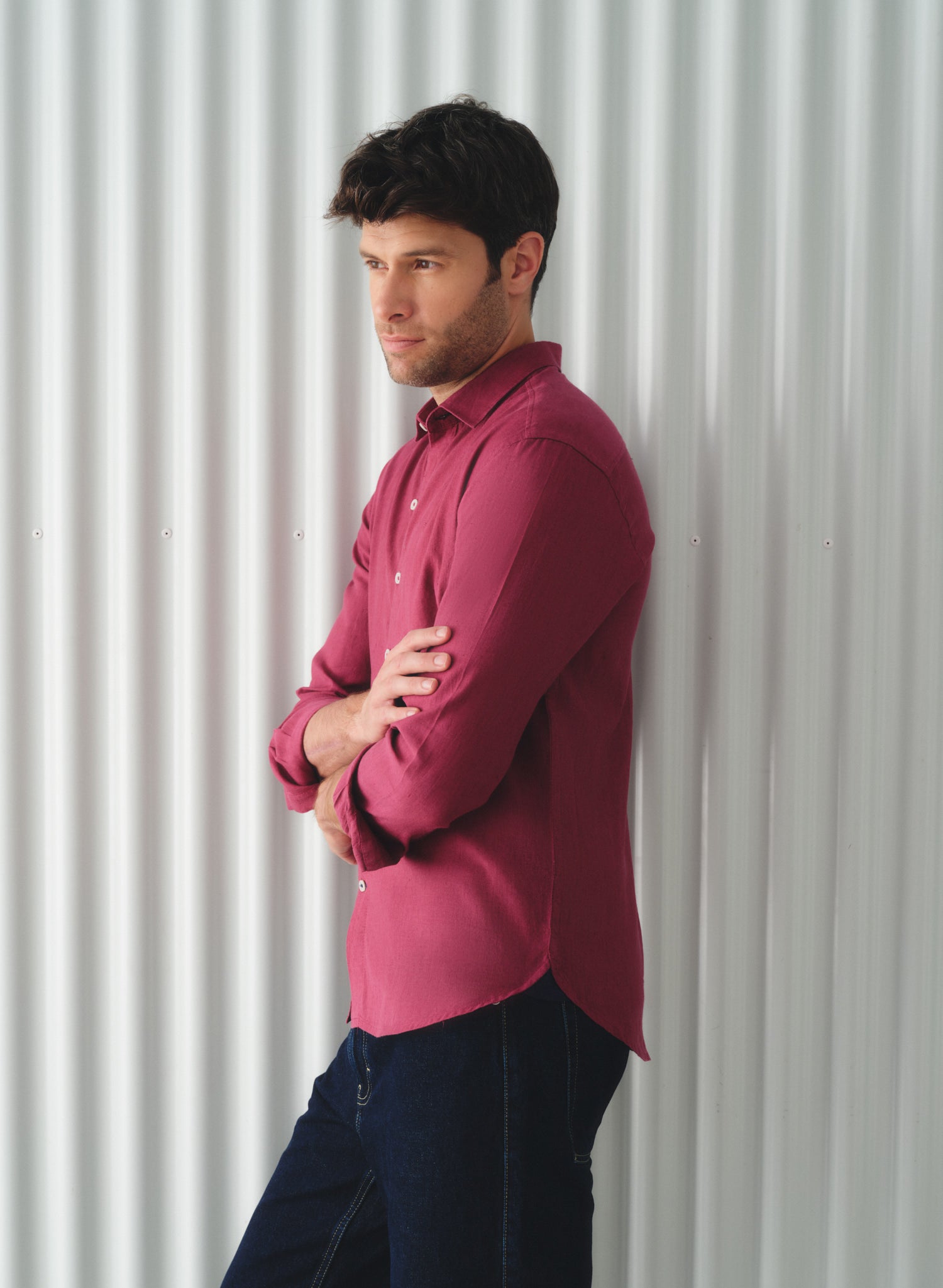 Camisa manga larga 100% Lino Balem Rojo