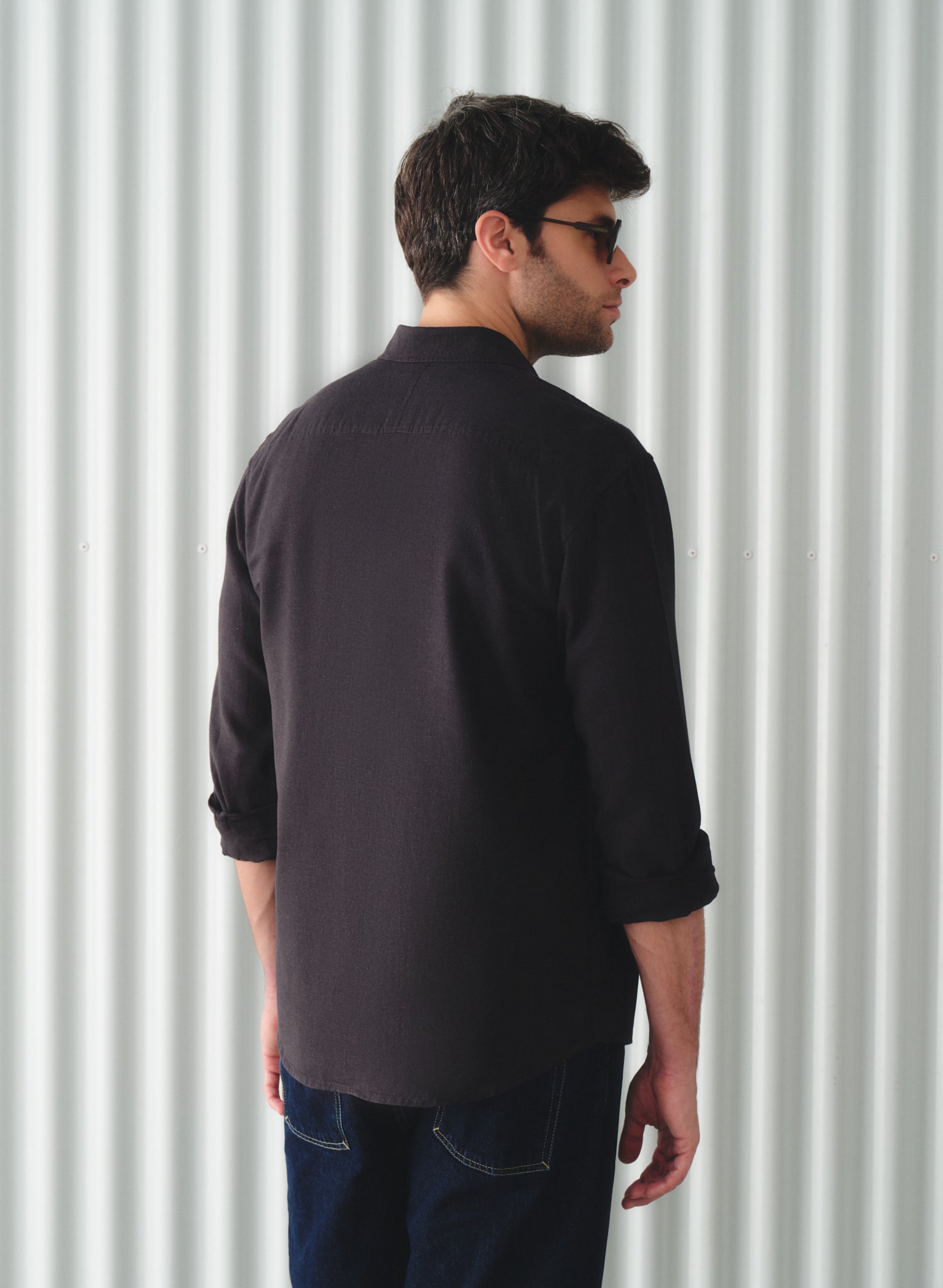 Camisa manga larga 100% Lino Balem Negro