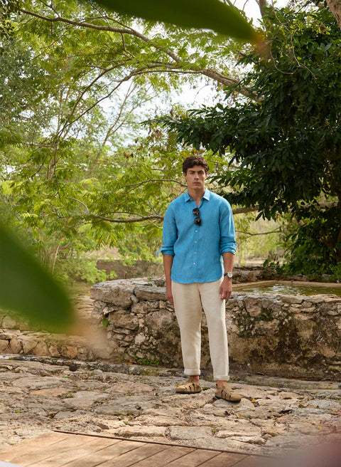 Pantalón 100% Lino Slim Fit Aruba