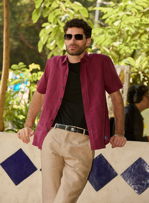 Camisa Manga Corta 100% Lino Park