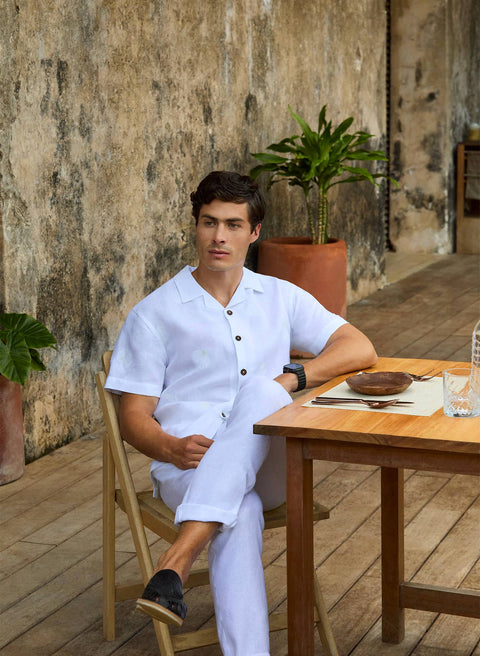 Camisa hawaiana manga corta 100% Lino Kailani