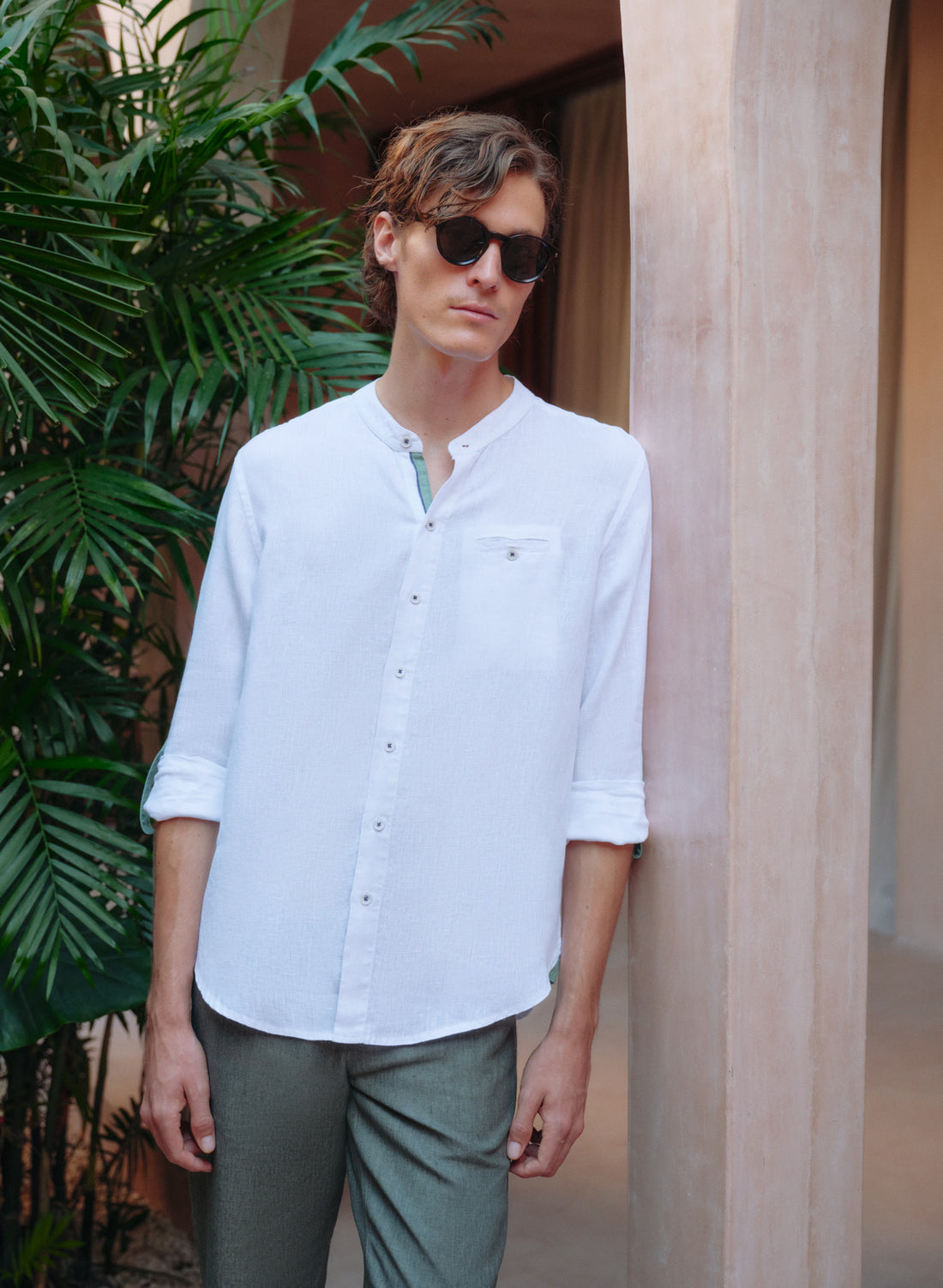 Camisa Cuello Mao 100% Lino Elen