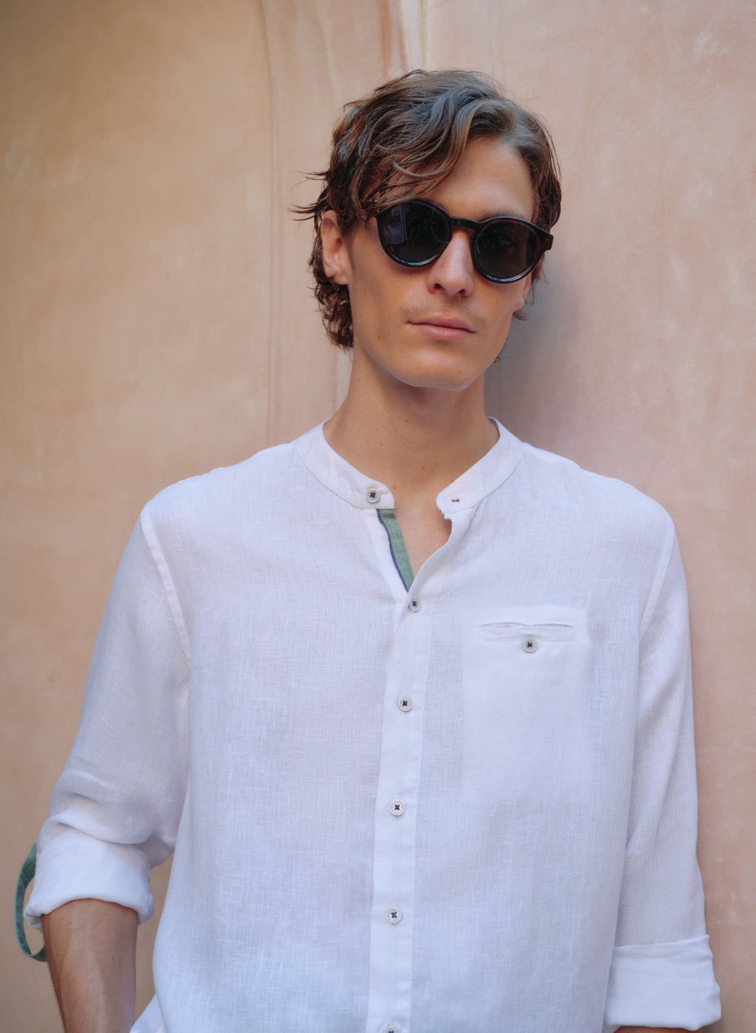 Camisa Cuello Mao 100% Lino Elen