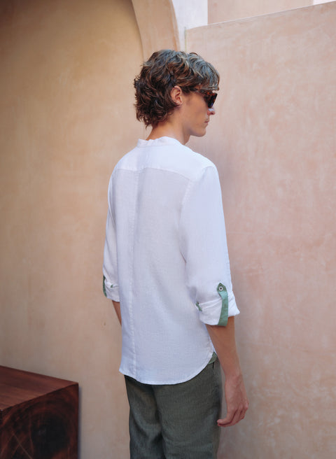 Camisa Cuello Mao 100% Lino Elen