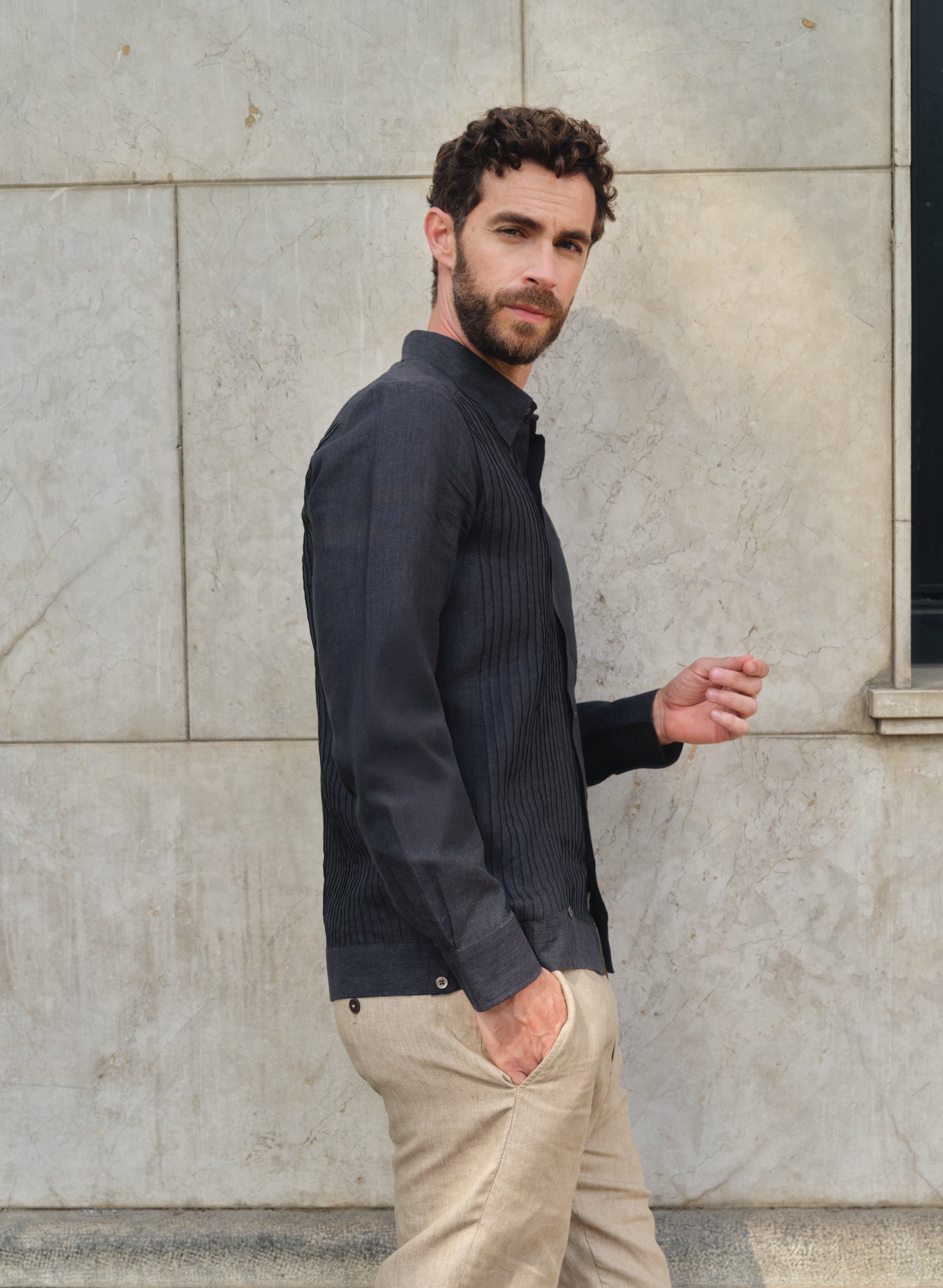 Guayabera manga larga 100% Lino Presi