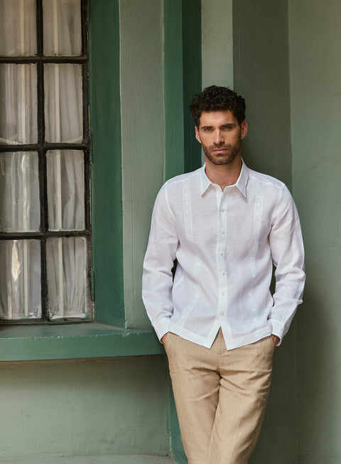 Guayabera manga larga 100% Lino Vicente