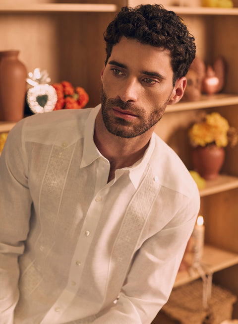 Guayabera Manga Larga 100% Lino Brizuela