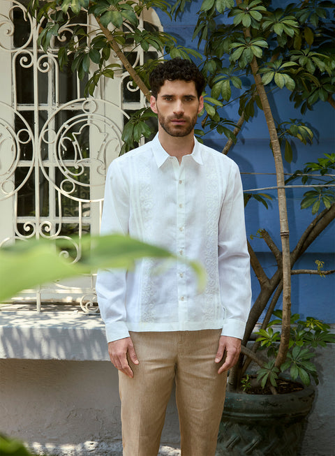 Guayabera Manga Larga 100% Lino Gabil