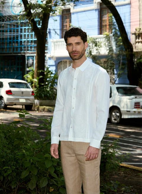 Guayabera Manga Larga 100% Lino Gabil