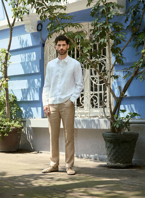 Guayabera Manga Larga 100% Lino Gabil