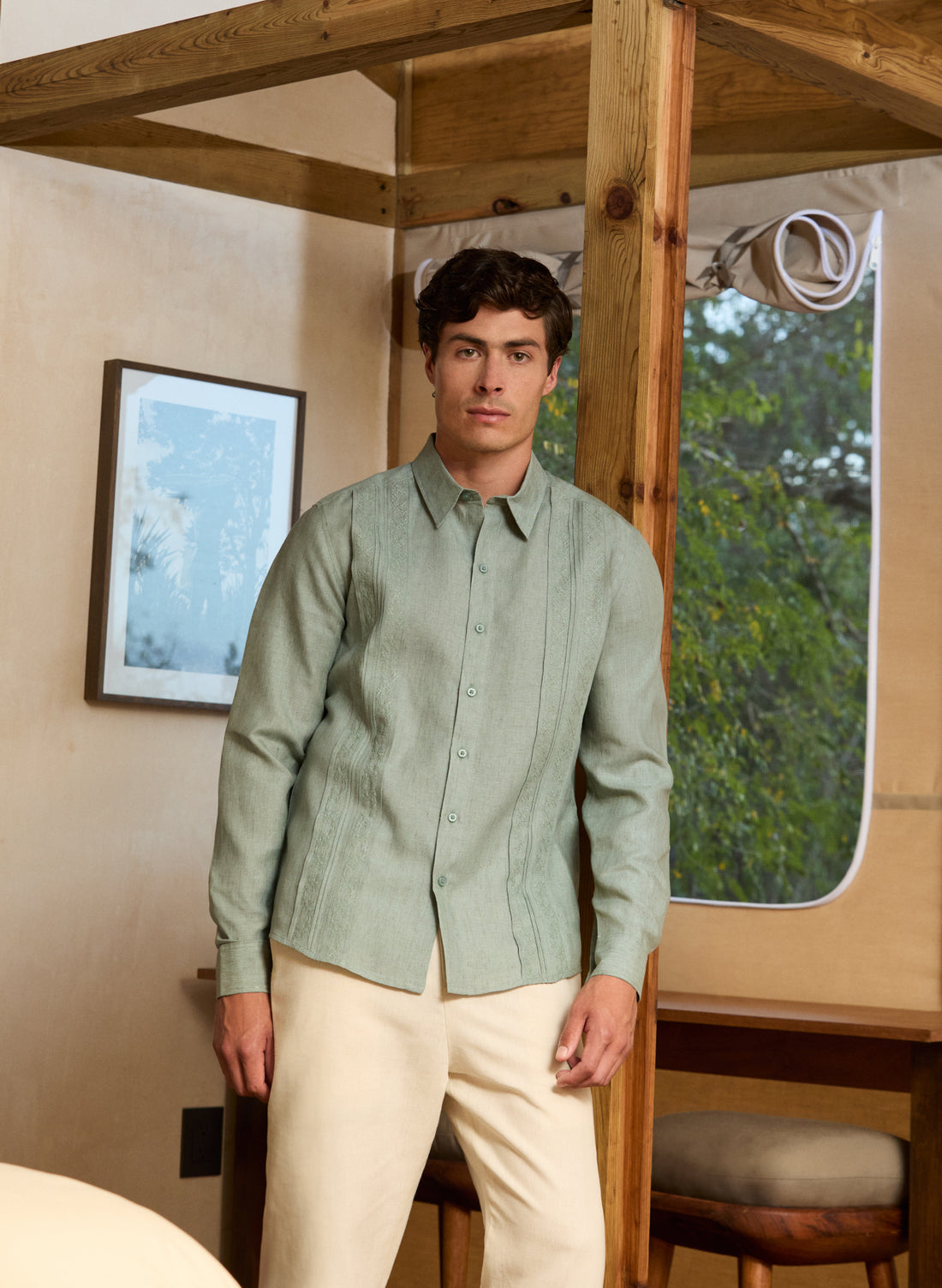 Guayabera manga larga 100% Lino Garejo SF