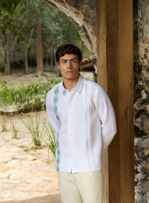 Guayabera manga larga 100% Lino Granado