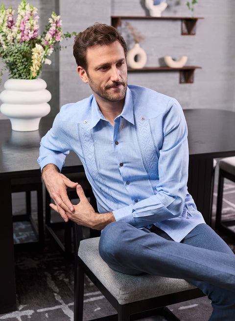Guayabera Manga Larga 100% Lino Grog