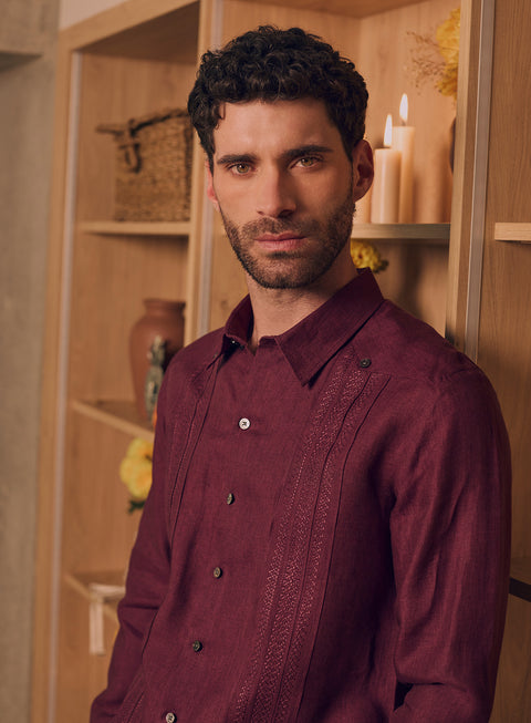 Guayabera Manga Larga 100% Lino Leal