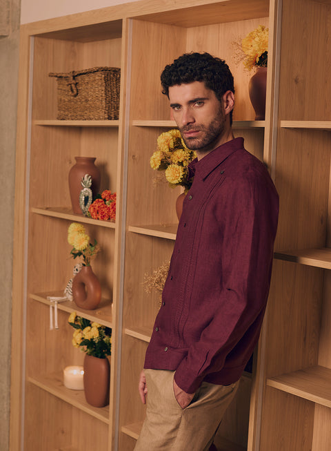 Guayabera Manga Larga 100% Lino Leal